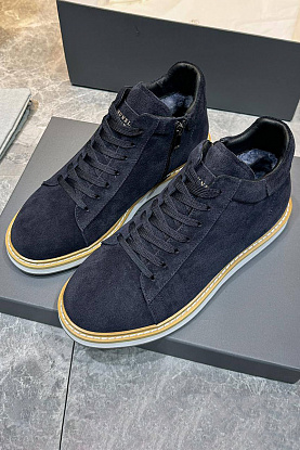 Замшевые кроссовки с мехом high-top - Navy