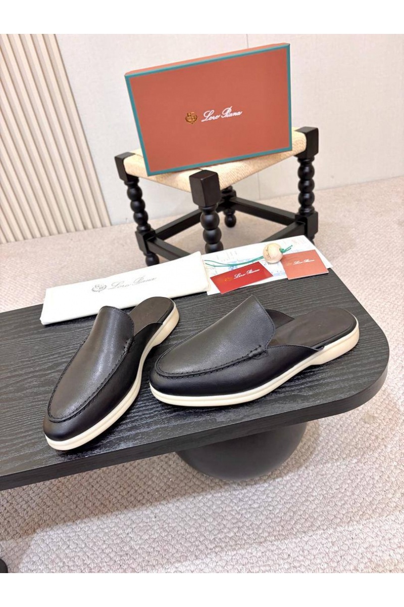 Loro Piana Мужские кожаные шлёпанцы 