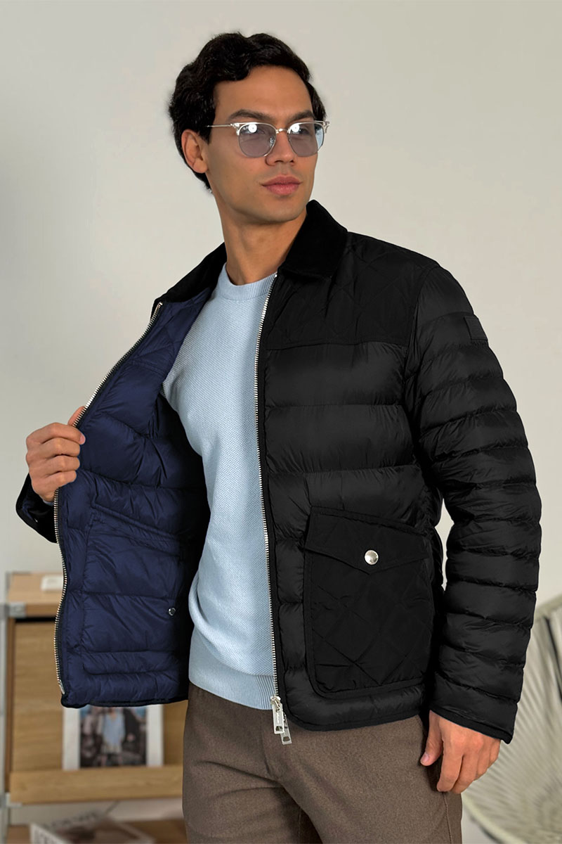 Burberry Чёрная пуховая куртка London England logo-patch