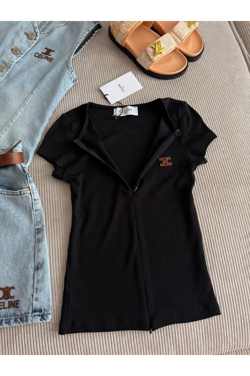Celine Чёрная женская футболка premium