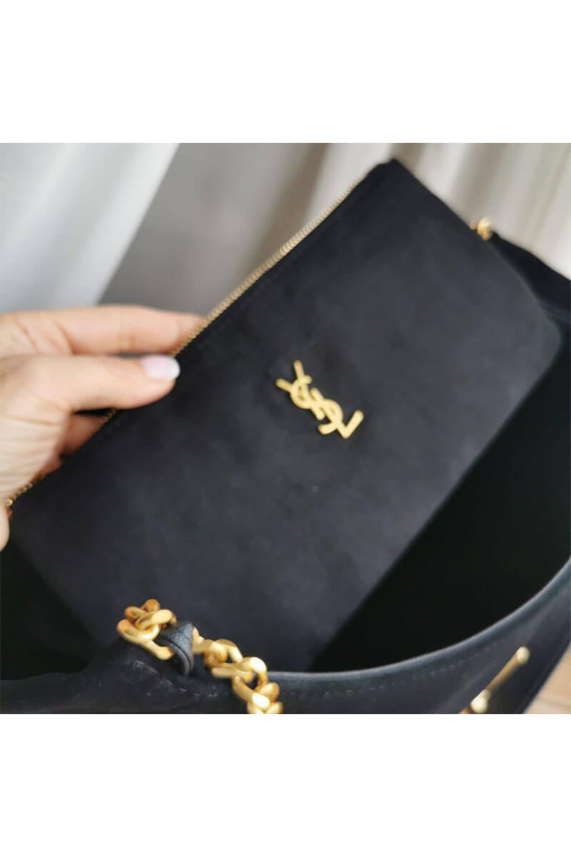 Yves Saint Laurent Замшевая сумка 35x27 см - Black