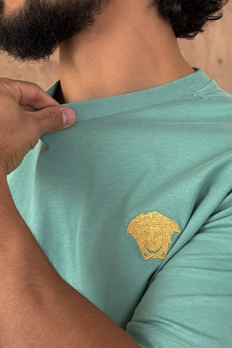Versace Зелёная оверсайз футболка Medusa Head patch