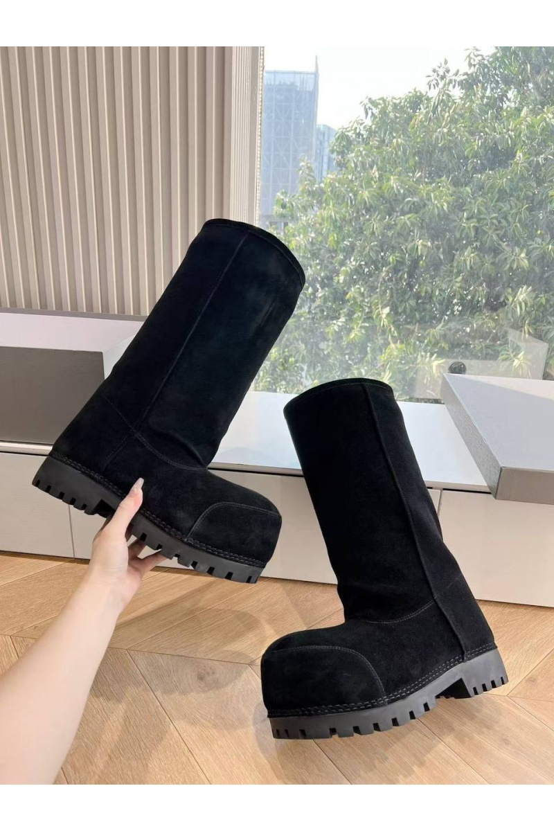 Balenciaga Женские ботинки Alaska Fur High Boot Premium  - Black