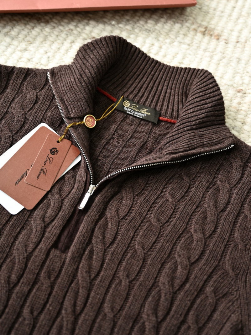 Loro Piana Кашемировый свитер Premium zip-neck - Brown 