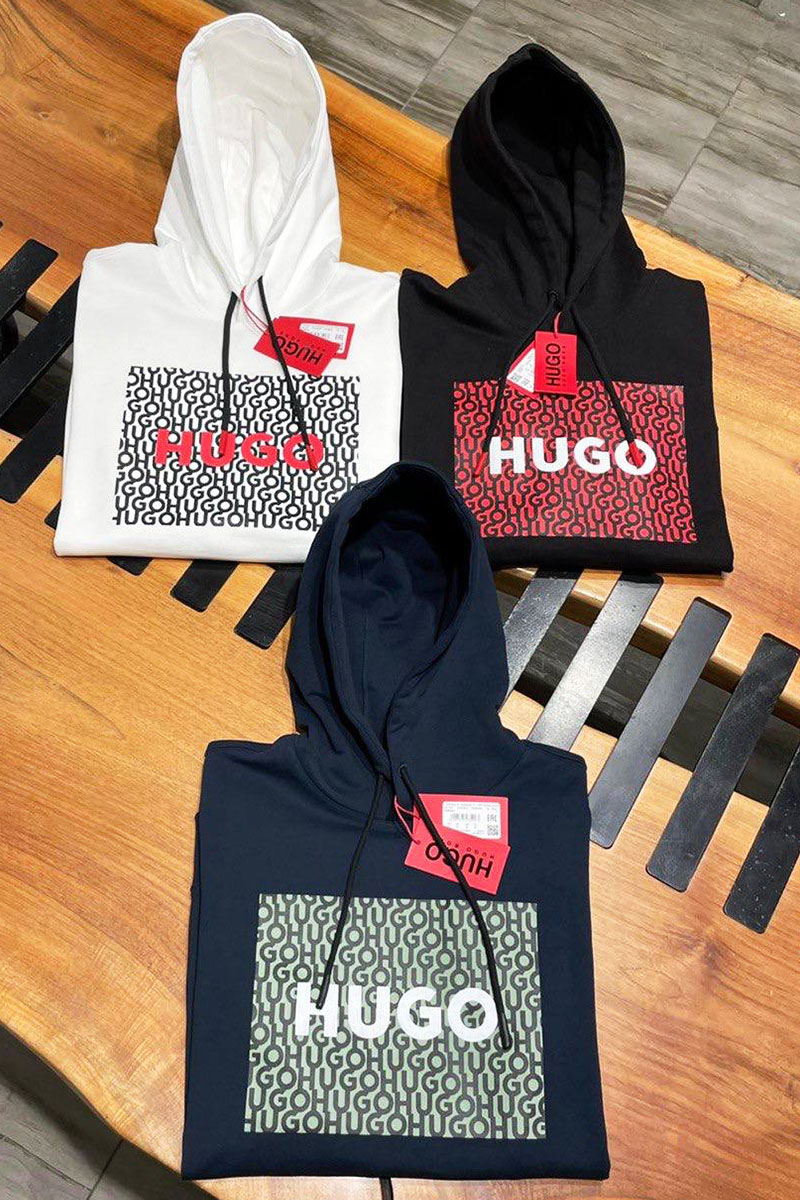 Hugо Воss Тёмно-синее мужское худи Dreeman logo-print