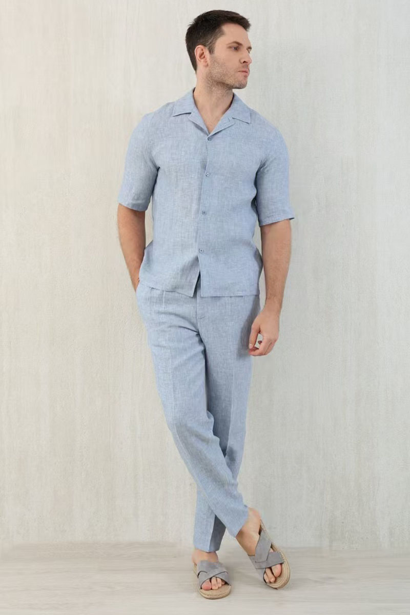 Designer Льняные брюки Premium - Blue