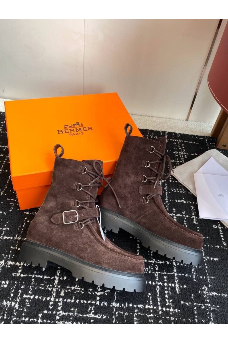 Hermes Женские замшевые ботинки Land Ankle premium