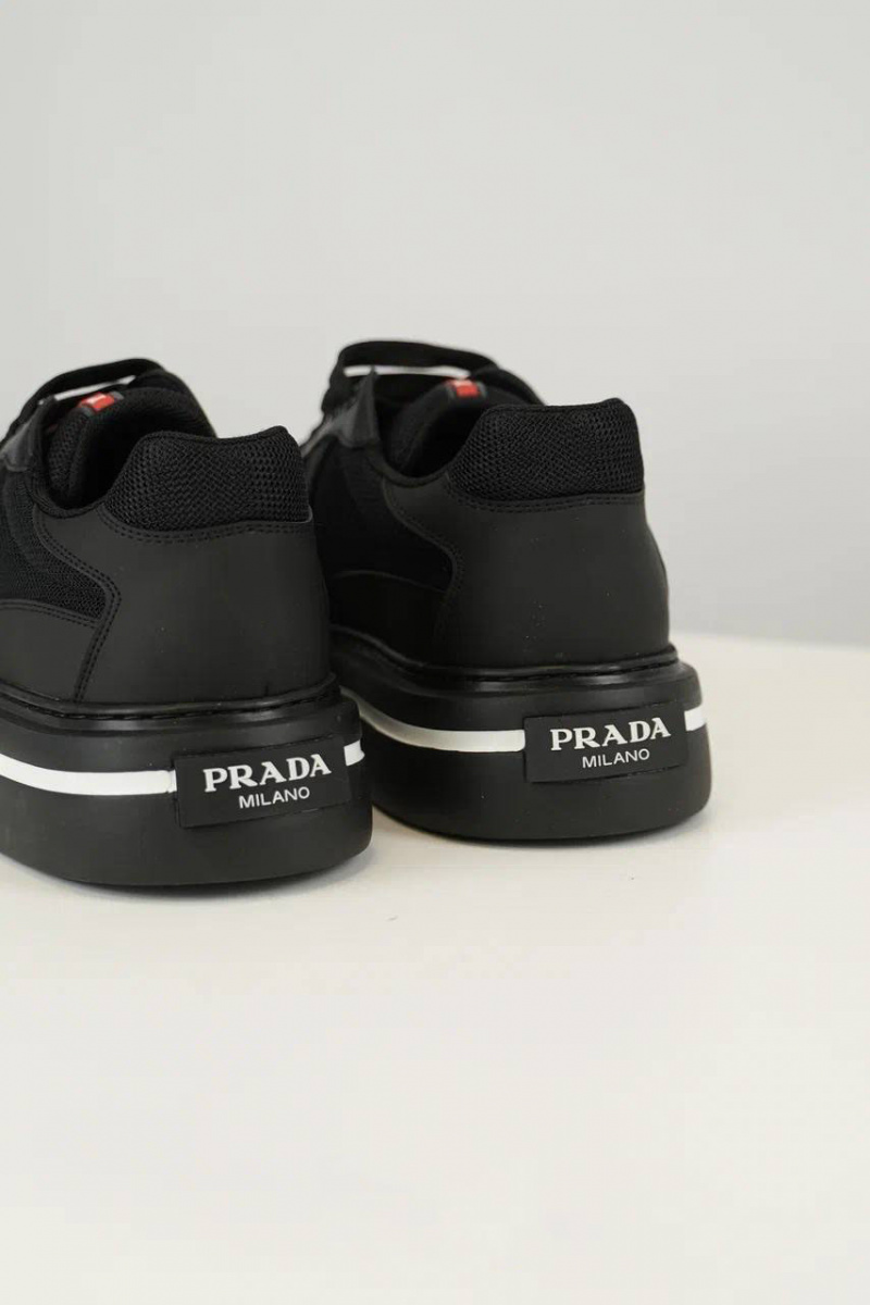 Prada Комбинированные кроссовки logo-stripe - Black