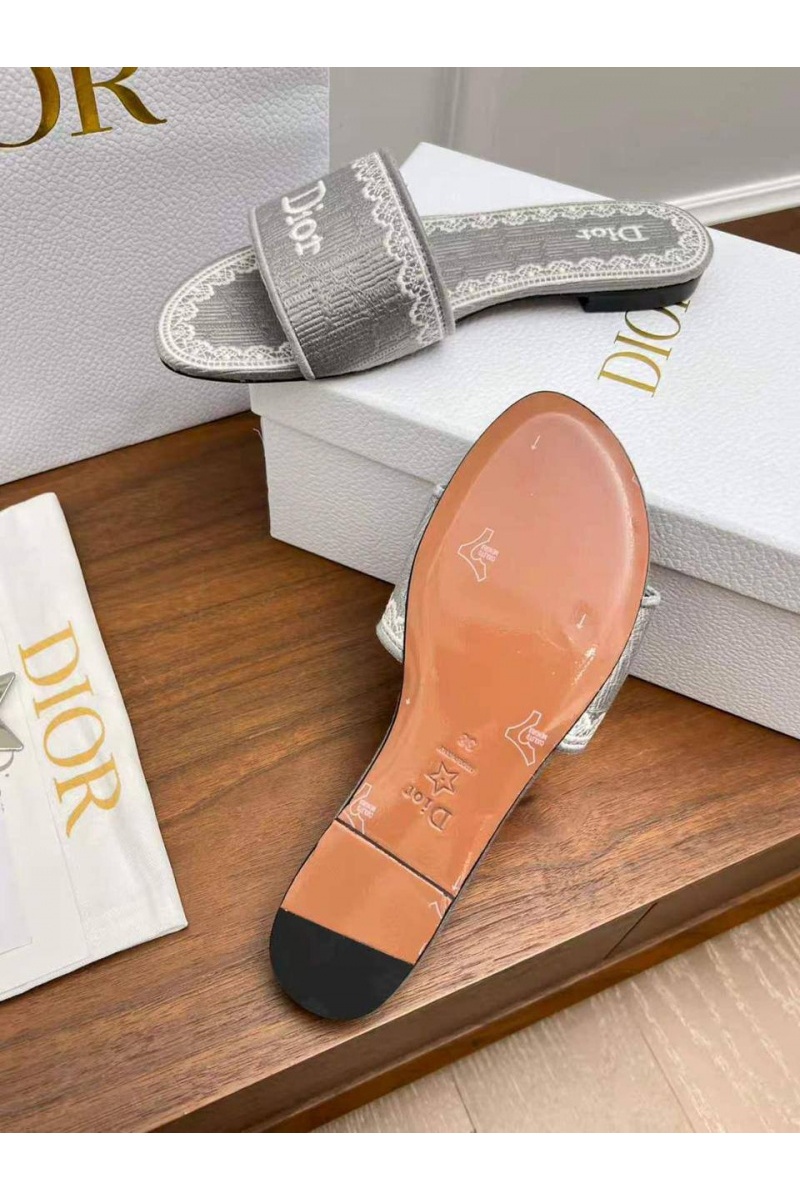 Dior Женские шлепанцы Dway Slide Embroidered Cotton premium