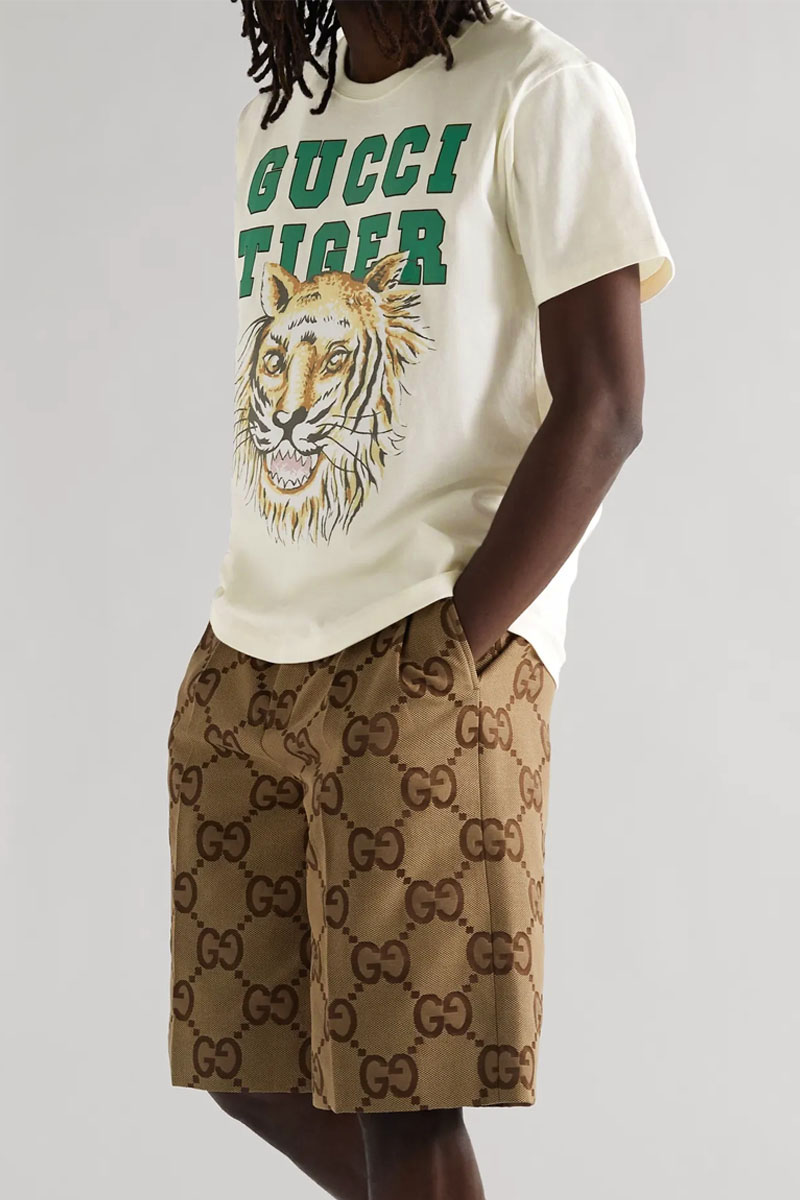 Gucci Бежевая оверсайз футболка Tiger print