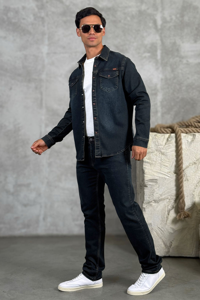 Loro Piana Джинсовая рубашка тёмно-синего цвета