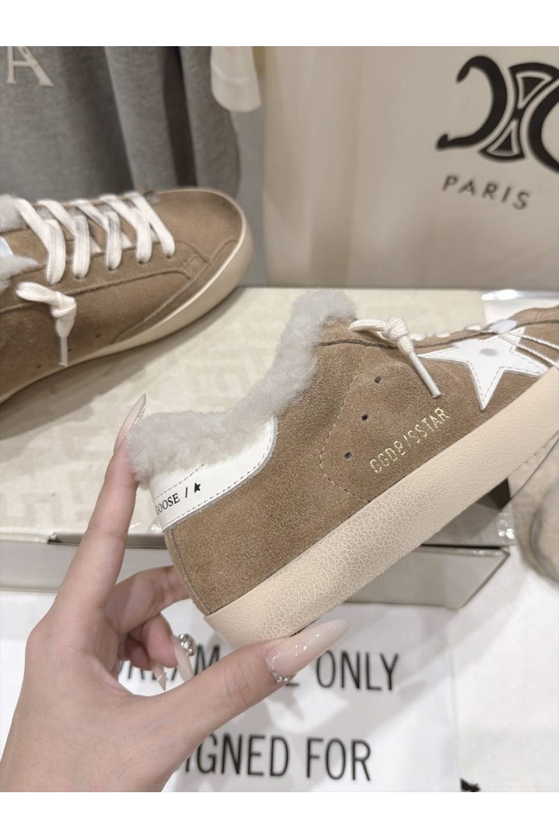 Designer Clothing Женские замшевые кроссовки с мехом Golden Goose Ball Star premium