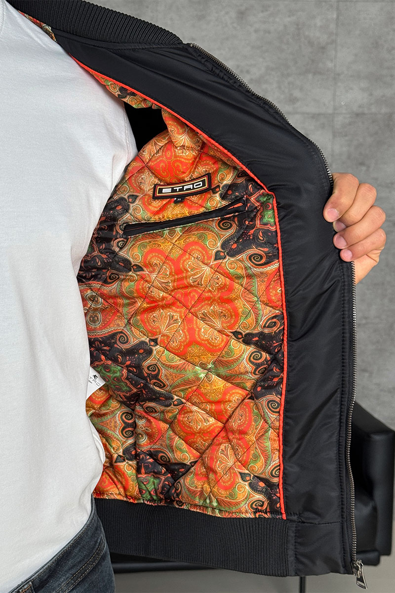 Etro Бомбер чёрного цвета paisley pattern