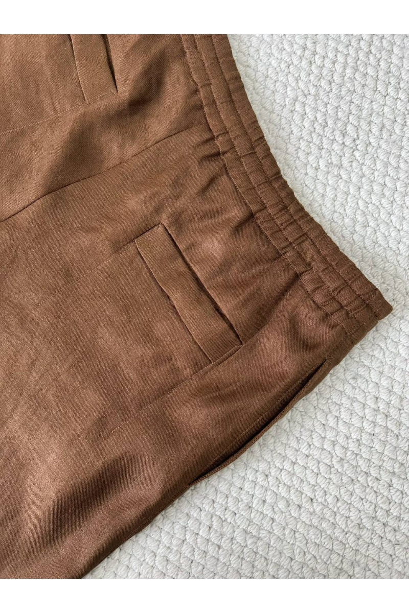 Zegna Льняные шорты коричневого цвета premium