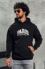 Чёрное худи Paris logo-embroidered 
