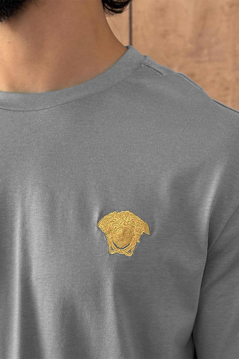 Versace Серая оверсайз футболка Medusa Head patch