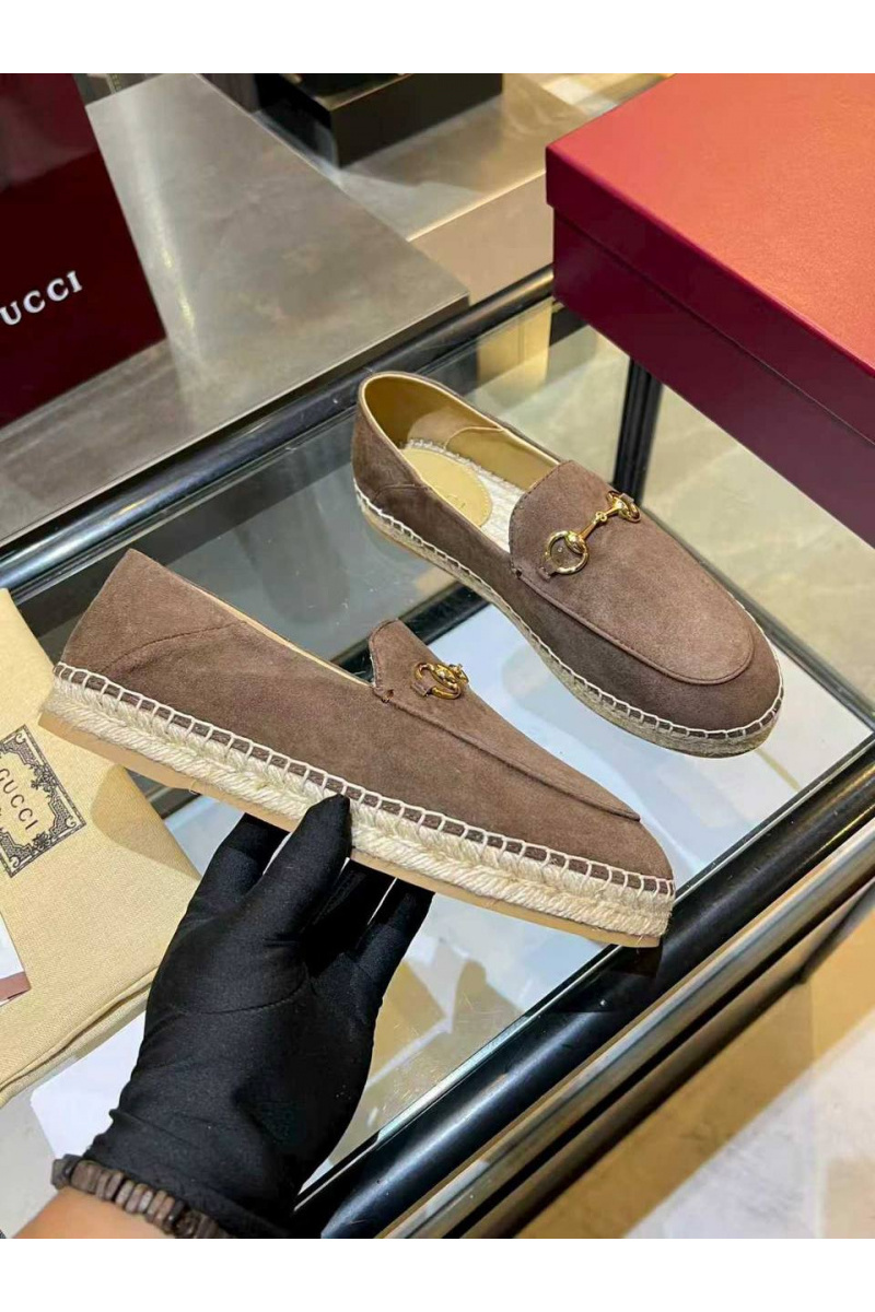 Gucci Женские замшевые лоферы GG Horsebit premium