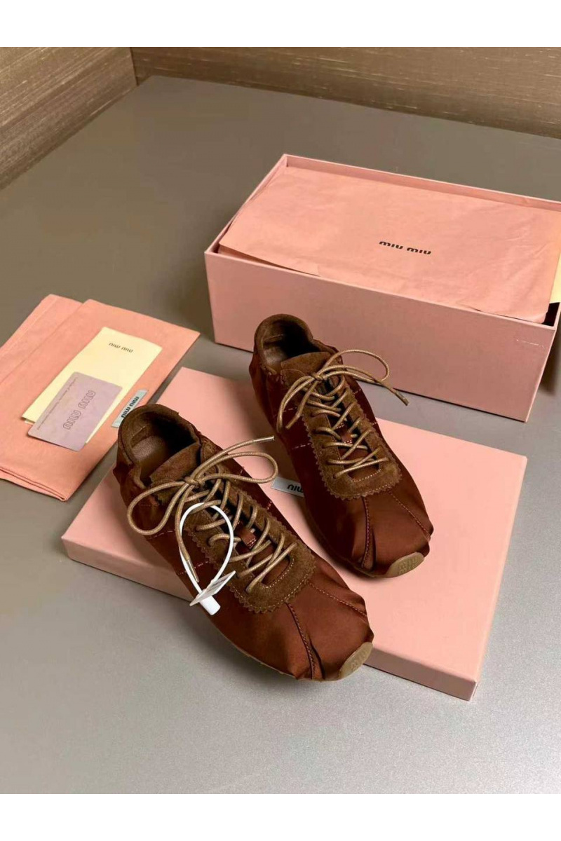 MIU MIU Женские кроссовки Plume Satin premium