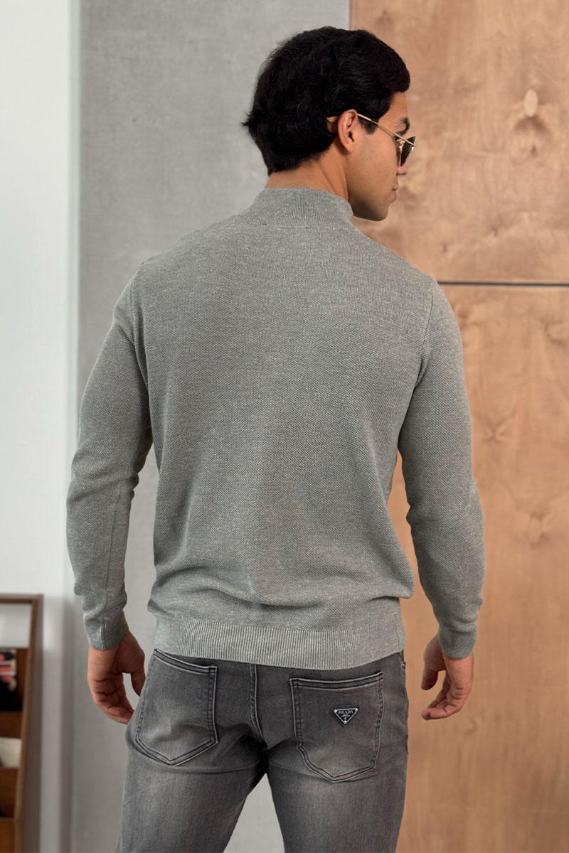 Tommy Hilfiger Серый джемпер Zip Neck logo-embroidered