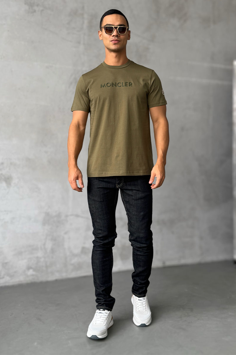 Moncler Мужская футболка logo-patch - Khaki