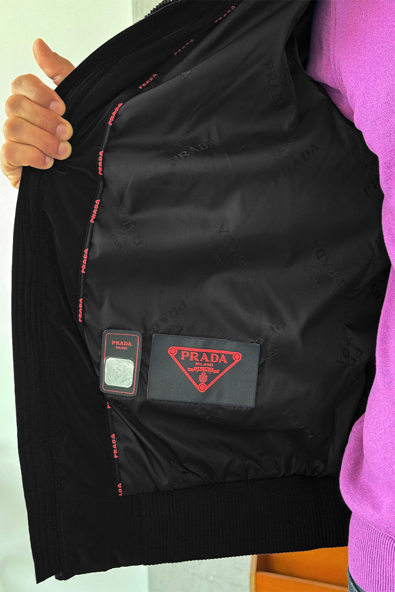 Prada Куртка с вязаными рукавами Linea Rossa - Black