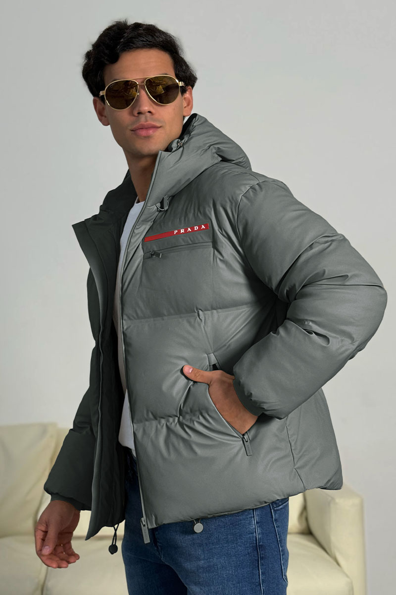 Prada Мужской пуховик Linea Rossa - Grey