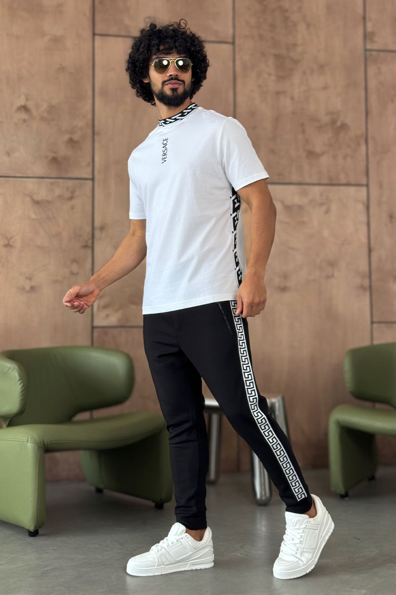 Versace Белая мужская футболка La Greca trim