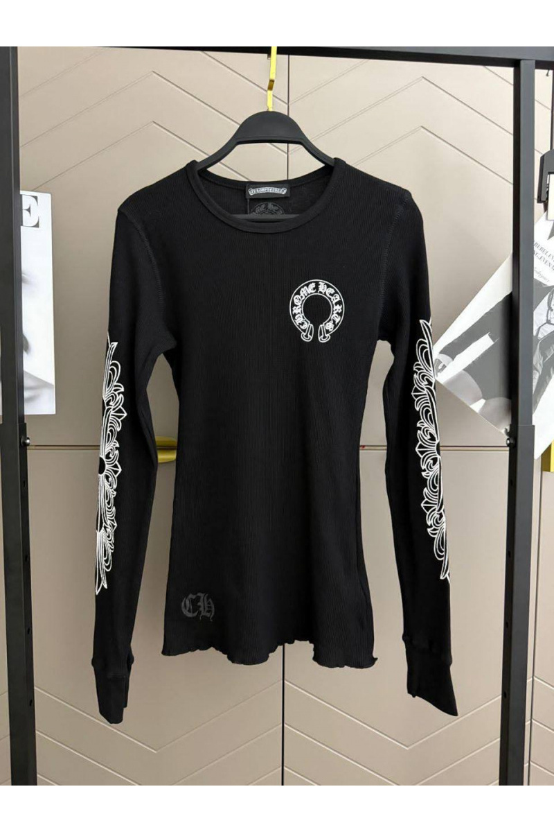 Chrome Hearts Чёрный женский лонгслив premium