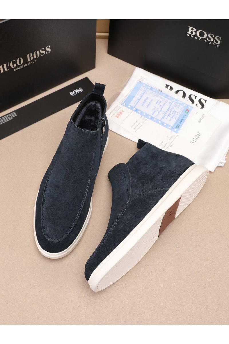 Hugо Воss Замшевые лоферы с мехом high-top - Navy