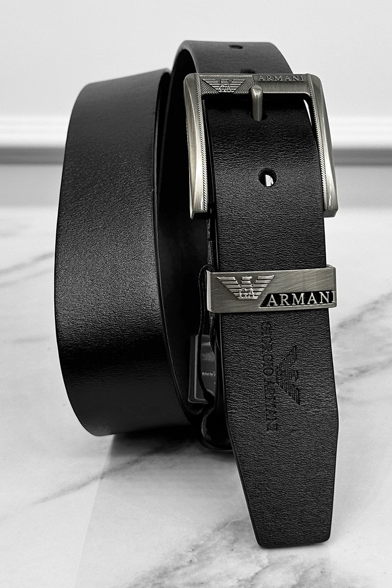 Emporio Armani EA7 Мужской кожаный ремень чёрного цвета