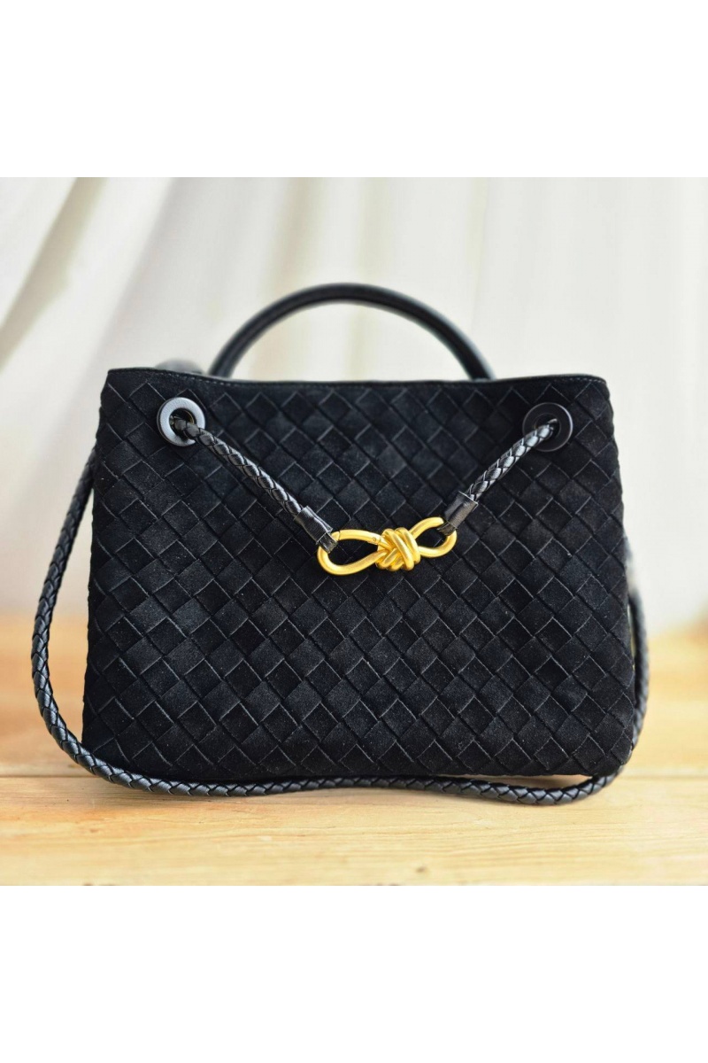 Bottega Veneta Замшевая чёрная сумка 30x23 см