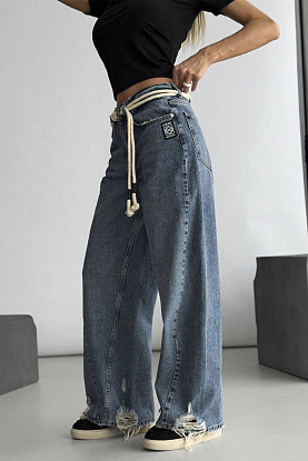 Женские синие джинсы premium