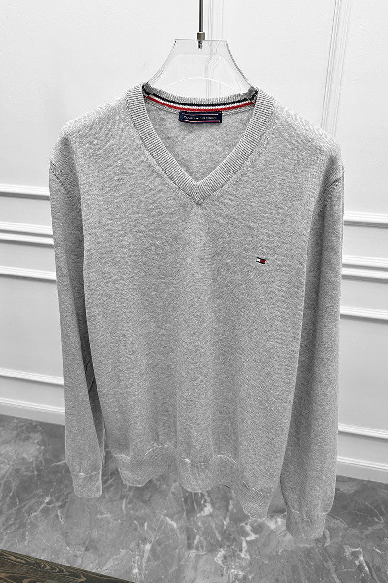 Tommy Hilfiger Мужской джемпер logo-embroidered - Grey