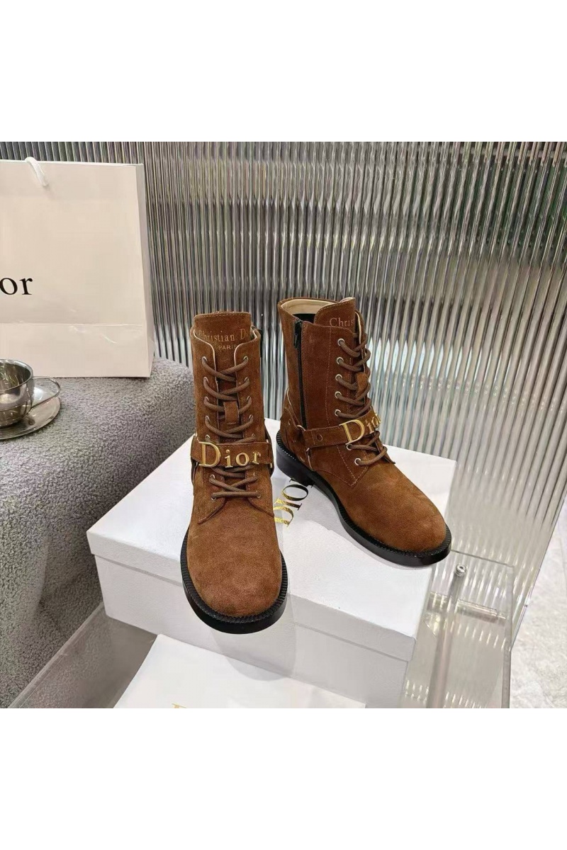 Dior Женские замшевые ботинки на шнуровке 