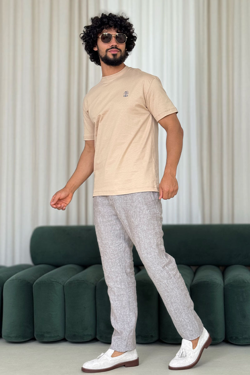 Designer Мужская бежевая футболка 