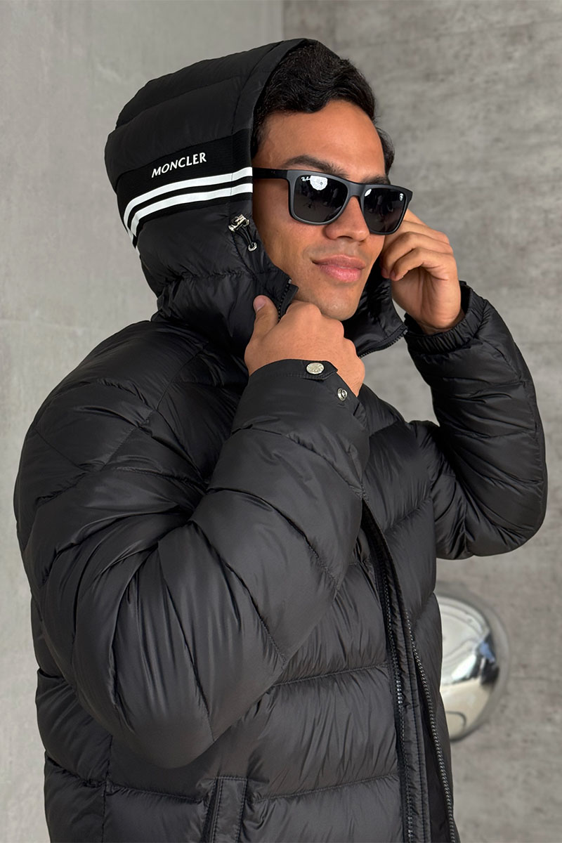 Moncler Мужской пуховик logo-patch - Black