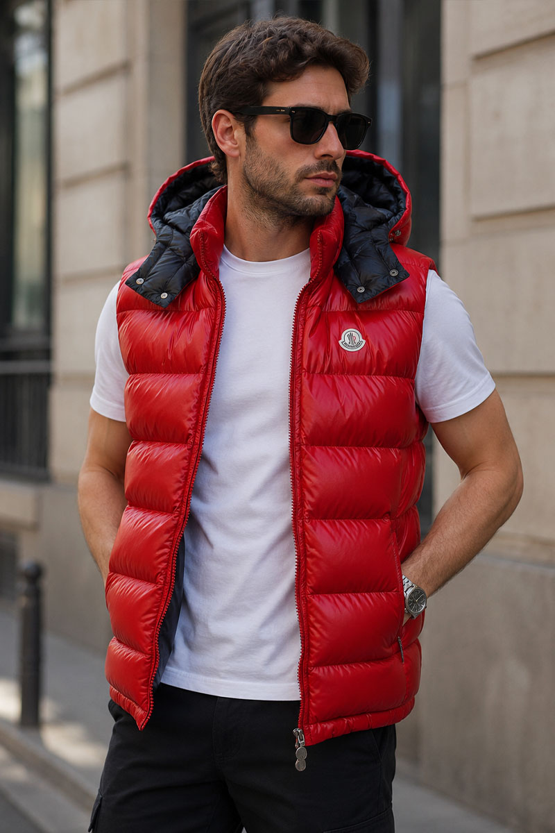 Moncler Мужской жилет logo-patch - Red 