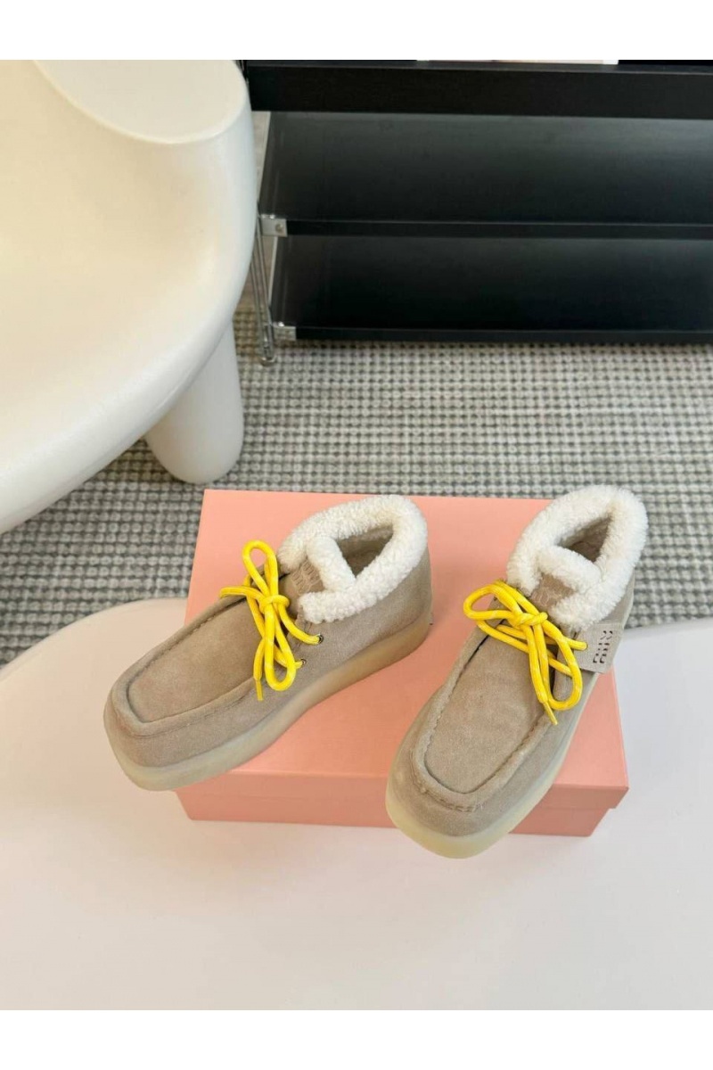 MIU MIU Женские замшевые лоферы с мехом premium