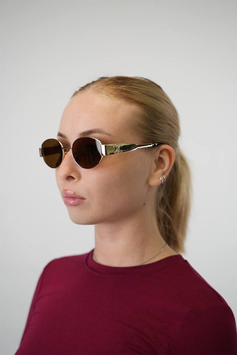 Celine Солнцезащитные очки Triomphe - Brown / Blue / Gold 