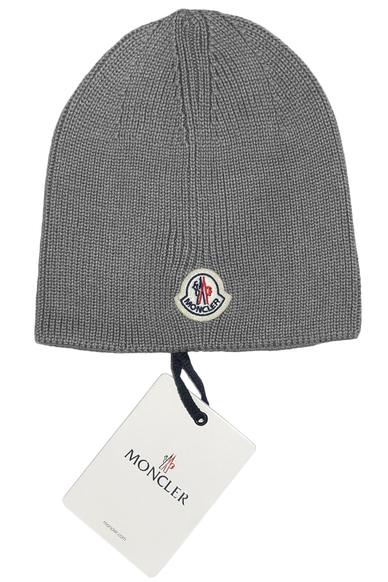 Moncler Мужская брендовая шапка серого цвета