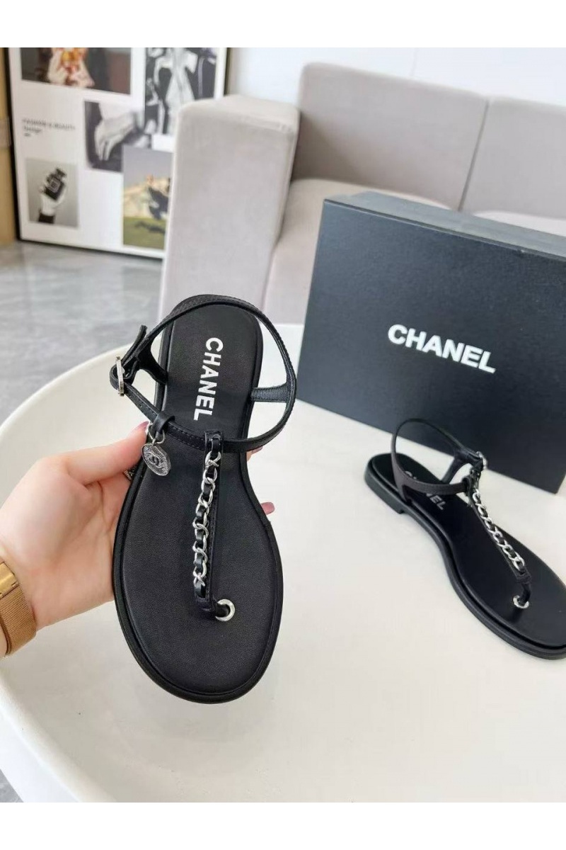 Chаnеl Женские кожаные сандалии Classic Flap Premium - Black