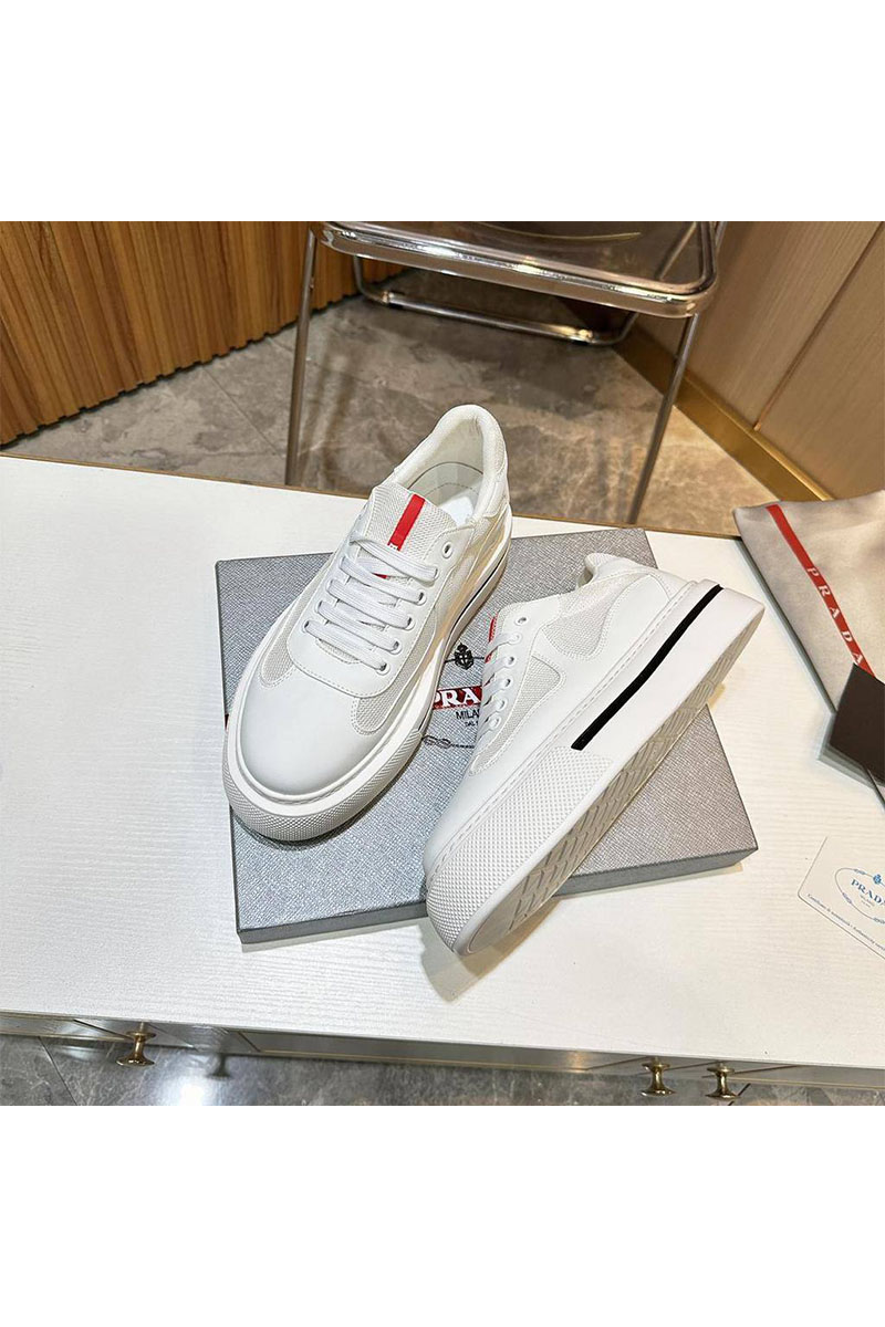 Prada Комбинированные кроссовки logo-stripe - White