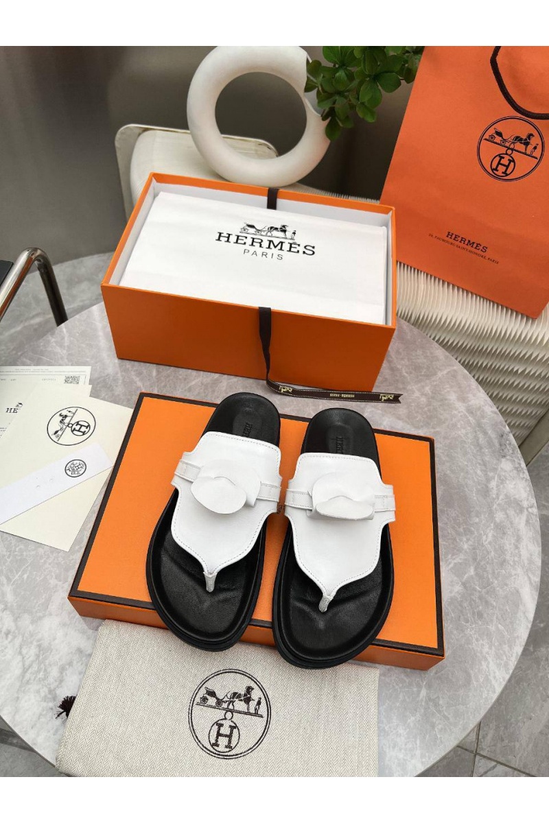Hermes Женские кожаные шлёпанцы Empire premium