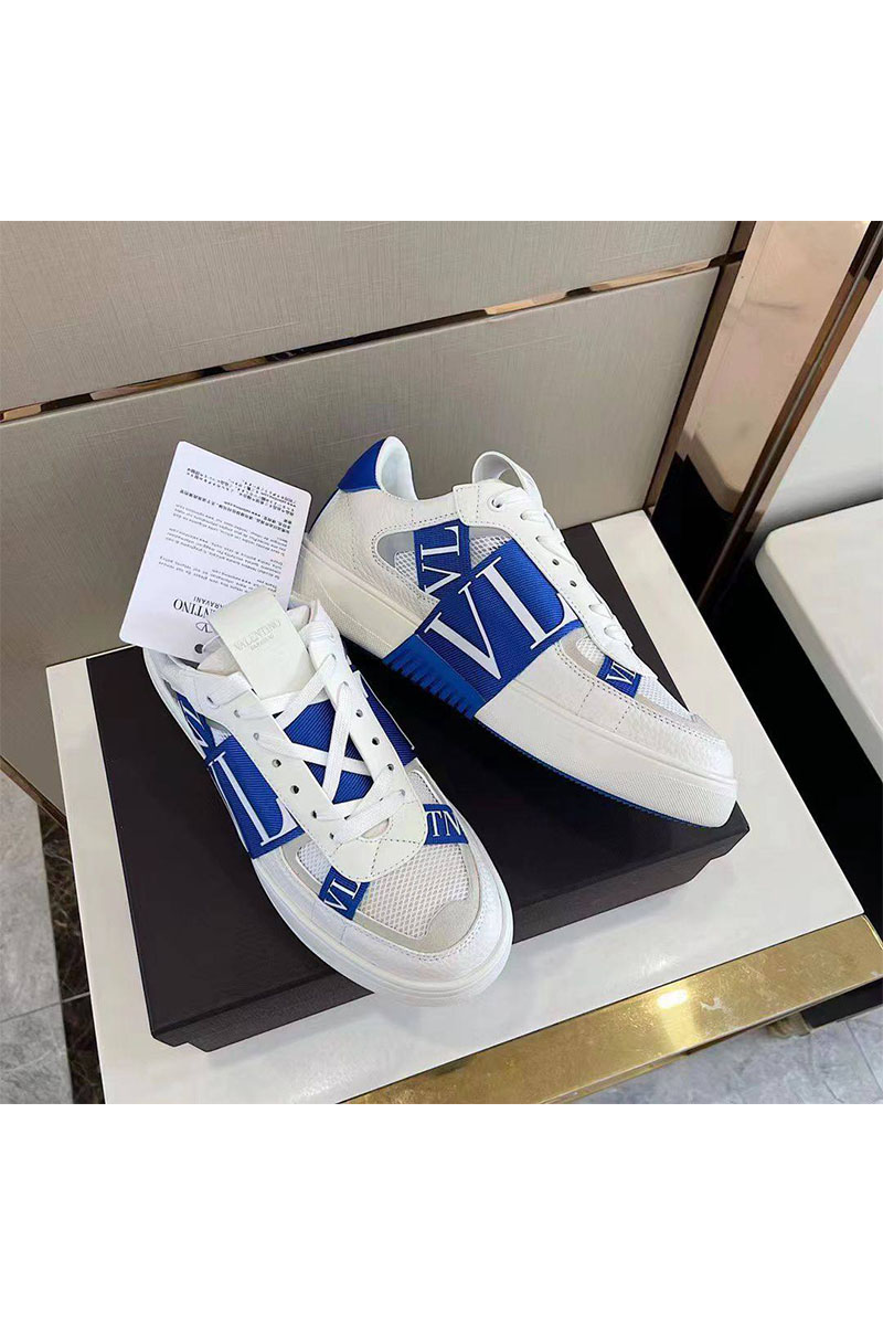Valentino Женские комбинированные кроссовки "VLTN" - White / Blue