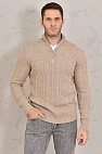 Кашемировый свитер Premium zip-neck - Beige