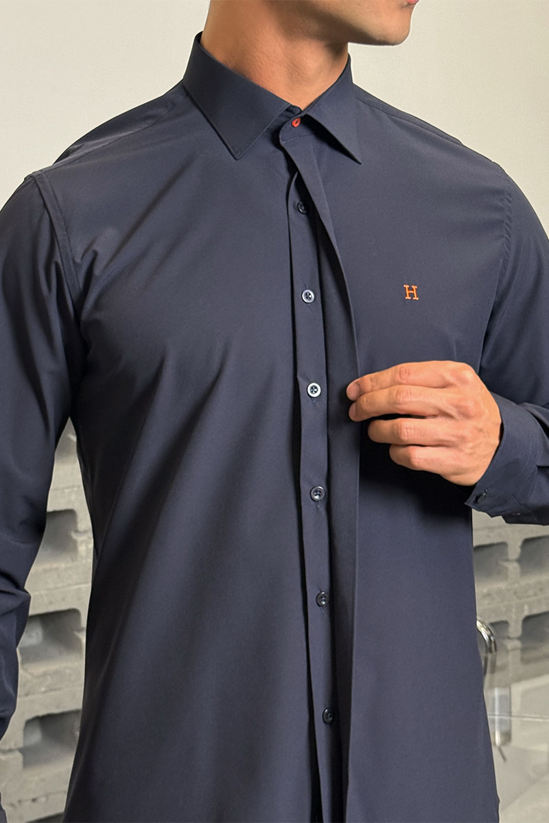 Hermes Мужская рубашка H embroidered - Navy