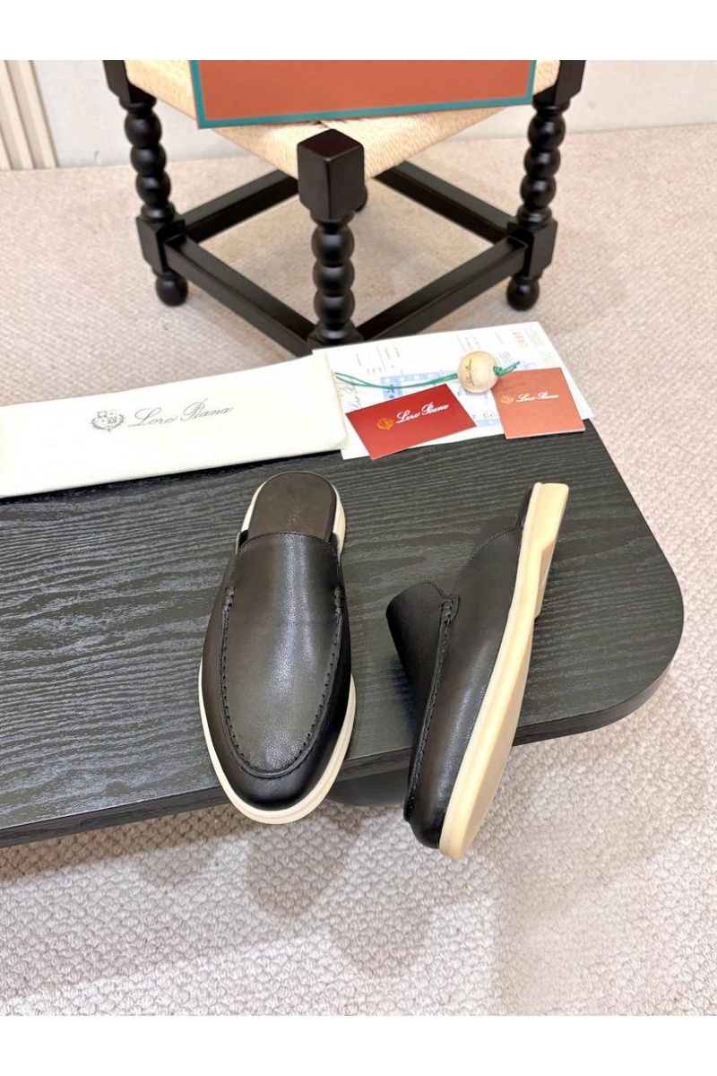 Loro Piana Мужские кожаные шлёпанцы 