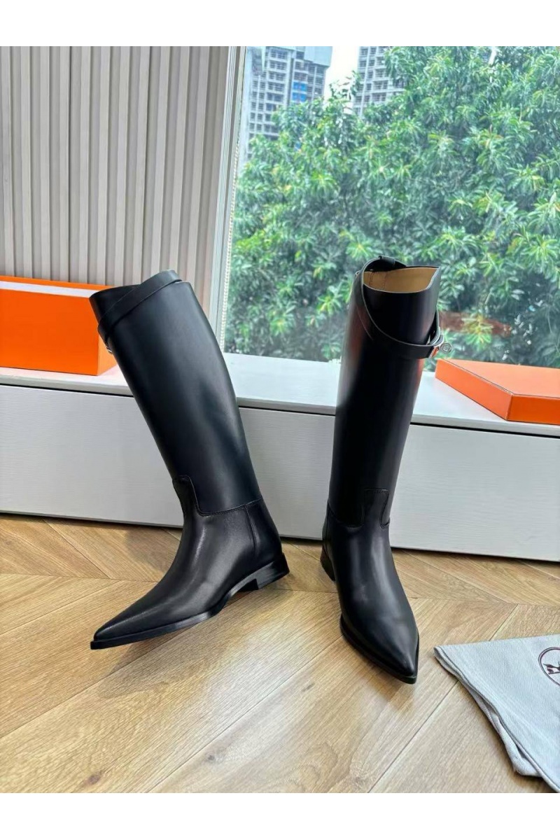 Hermes Женские кожаные сапоги Jumping Boot premum
