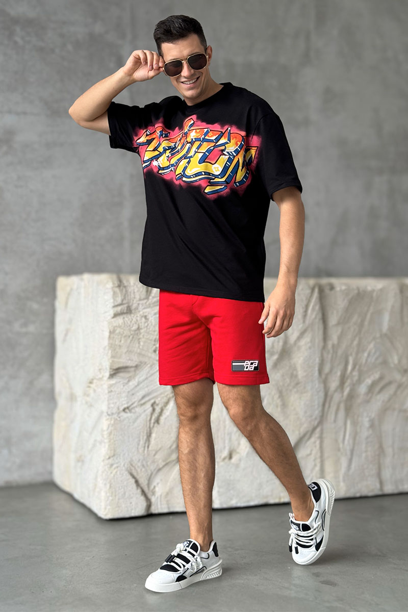 Lоuis Vuittоn Чёрная оверсайз футболка graffiti-print