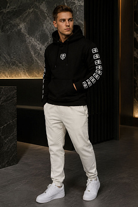 Мужское чёрное худи BB logo-print